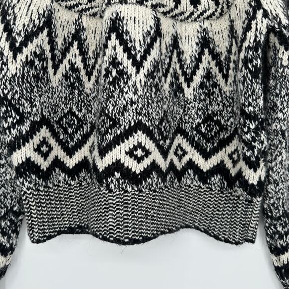 ZARA Fair Isle Chunky Knit Jacquard Crew Neck Sweater Nordic Cropped Geo Print - Picture 8 of 13